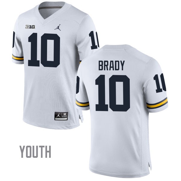 Youth NCAA Michigan Wolverines Tom Brady #10 White Brand Jordan Authentic Stitched Football College Jersey HF25U01IY